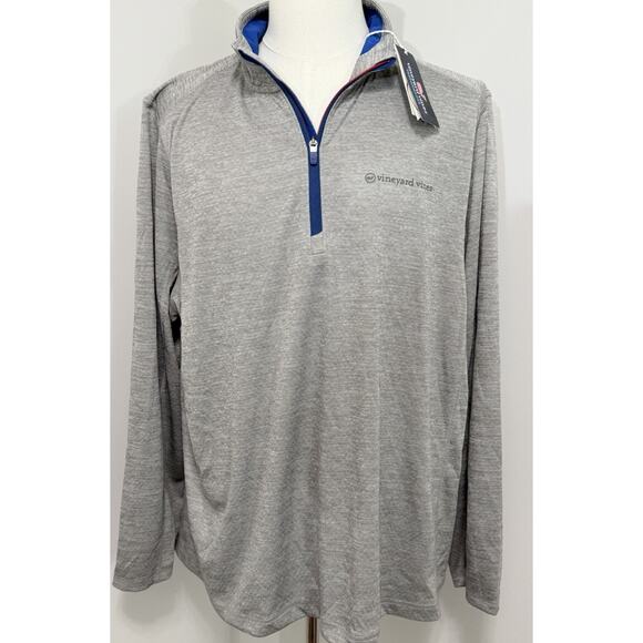 NEW Men's XXL Vineyard Vines Gray Sankaty 1/2 Zip Performance Pullover top - Picture 1 of 2